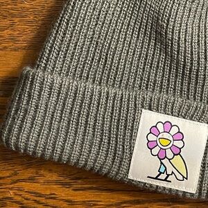 OVO October’s Very Own x Takashi Murakami Grey Beanie with Flower Patch